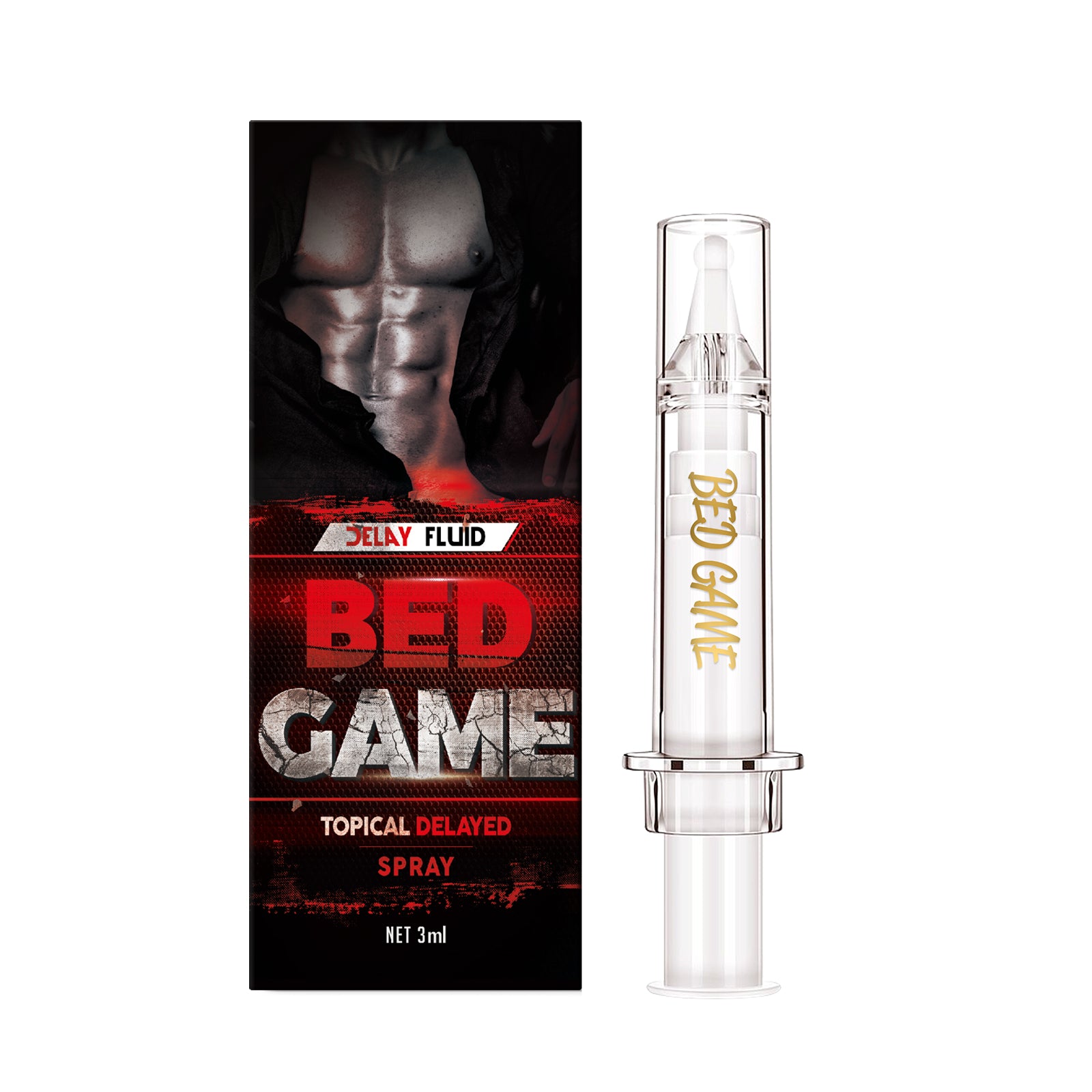 VigorMax BedGame Pro delay control spray by Erotic Zauber, with FurMan.jpg showing the product bottle on a bed.