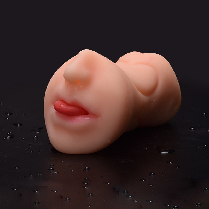 VelvetPeach DualHole Masturbator by A-56, featuring soft velvet texture and dual openings, shown with detailed interior view.