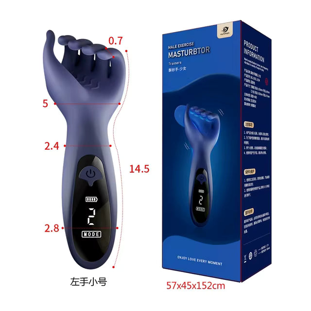 D-44 Hand der Lust vibrator in hand, featuring realistic design and smooth texture for personal pleasure experiences.