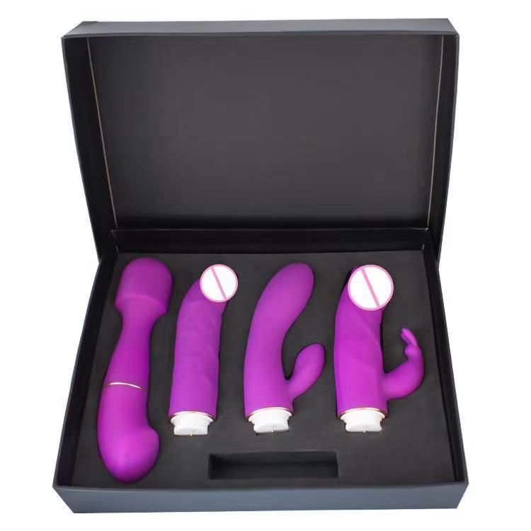 D-22 LIYA Velvet Pulse 4-in-1 vibrator set with medical silicone, 10 vibration modes, USB rechargeable, waterproof IPX7, in gift box