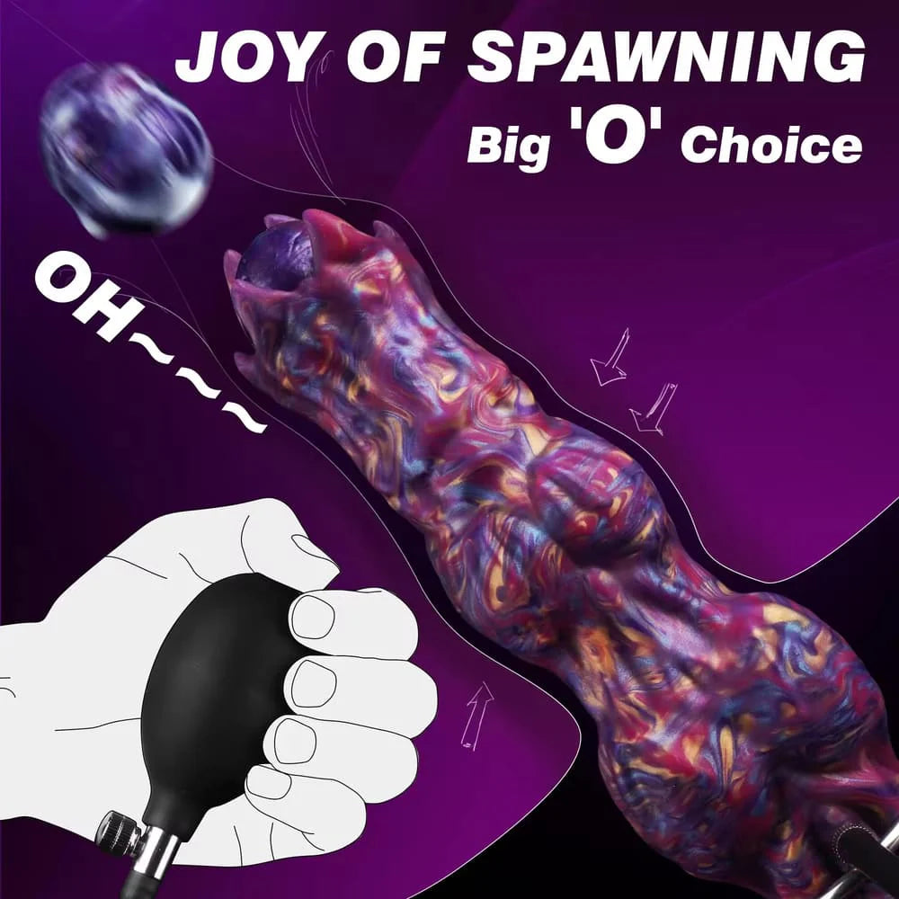 C-23 HiveCore inflatable ovipositor dildo resembling an alien egg-laying toy with detailed texture and vibrant color.