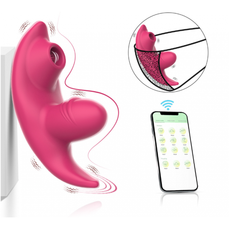 F-31 BlissWing remote panty vibrator shown in use, featuring sleek design and control interface for discreet pleasure.