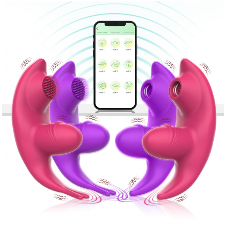 F-31 BlissWing remote panty vibrator shown in use, showcasing its discreet design and compact size for intimate pleasure.