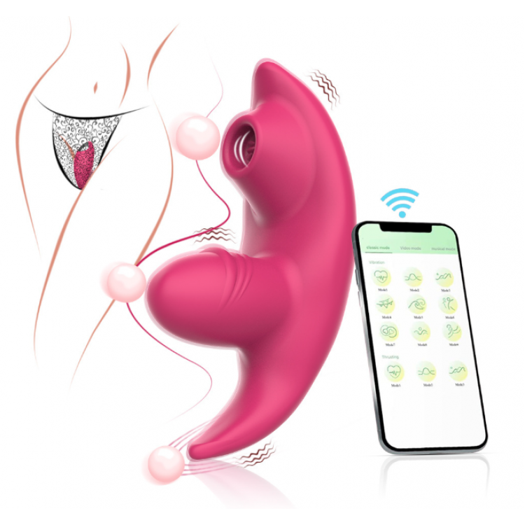 F-31 BlissWing remote panty vibrator shown in use, featuring sleek design and adjustable settings for discreet pleasure.