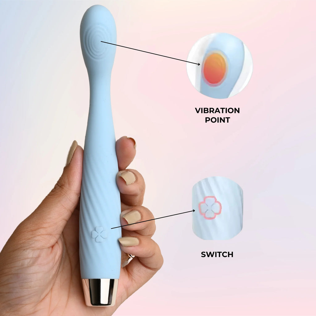 Soul Blue C-34 Flexible Whisper G-Teaser, a sleek, curved personal massager with smooth silicone surface and ergonomic design.