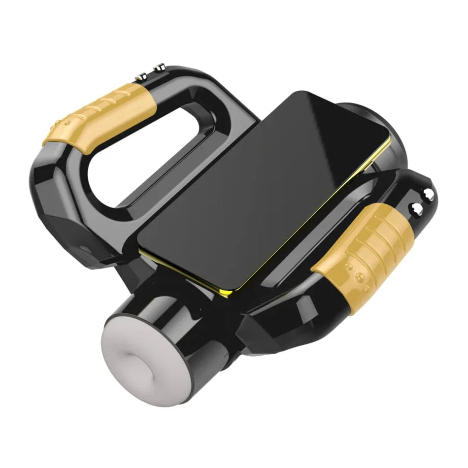 A-33 Smart Gyroskop automatic masturbator with smartphone holder showing textured interior and sleek design for personal pleasure.