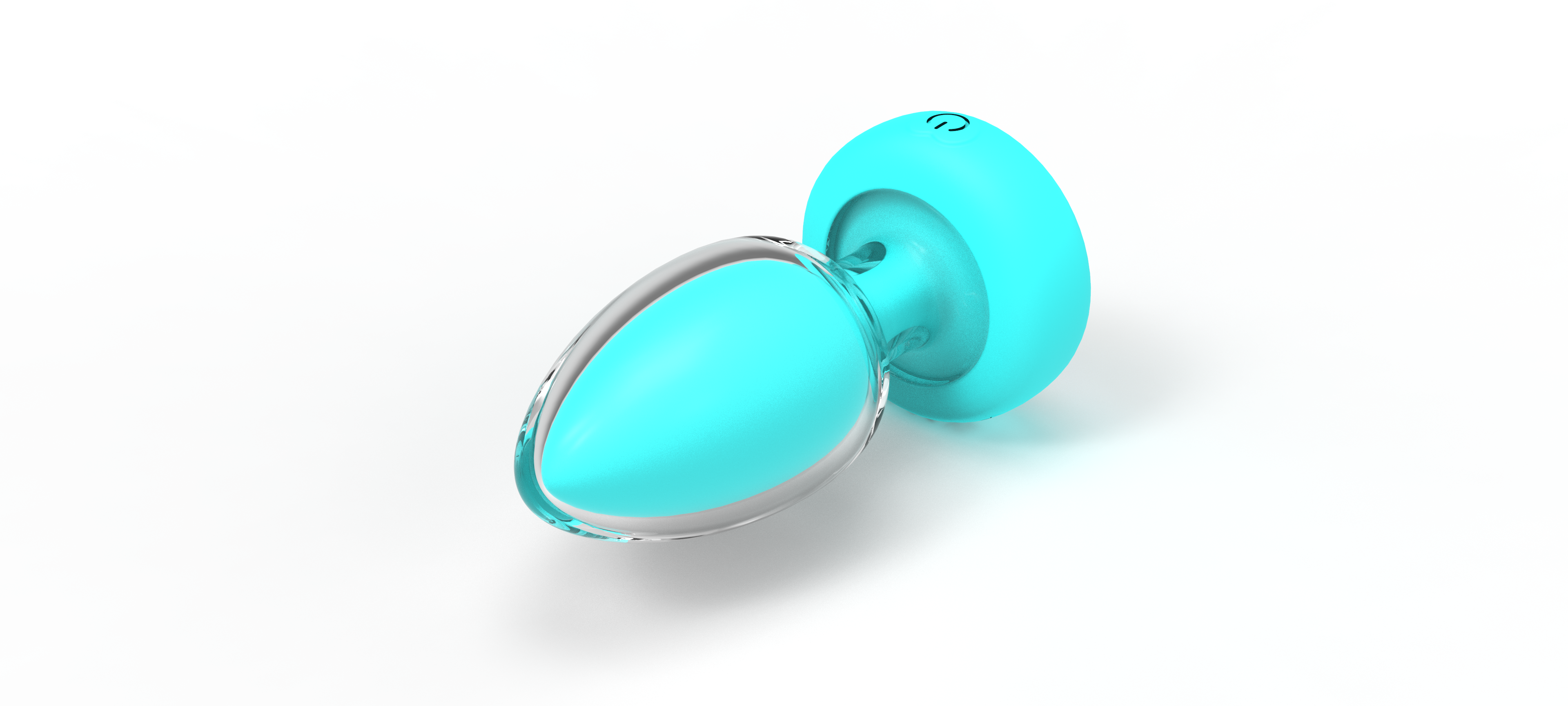 Turkis Ekstase Aqua Pulse remote-controlled vibrations anal plug by E-43, featuring a sleek turquoise design and smooth surface.