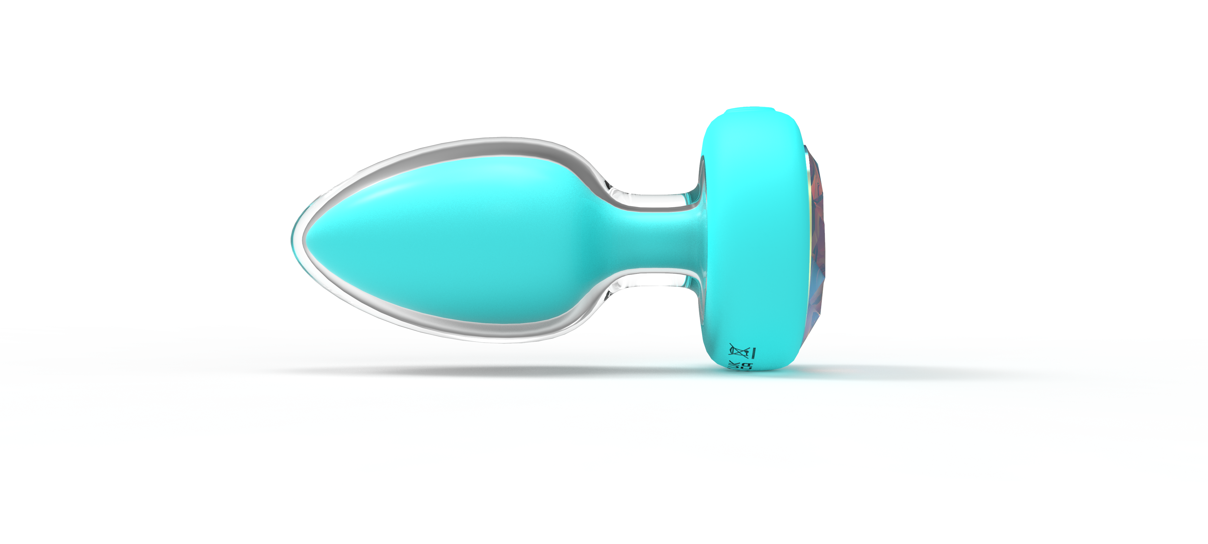 Türkis Ekstase Aqua Pulse remote-controlled vibrations anal plug by E-43, smooth turquoise silicone with ergonomic shape