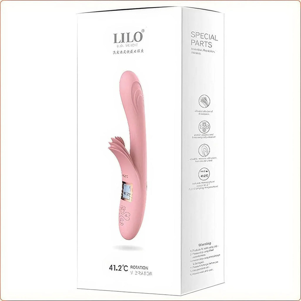 C-32 BlossomHeat Digital Warming Petal Rabbit Vibrator with textured design and dual motors for enhanced pleasure.