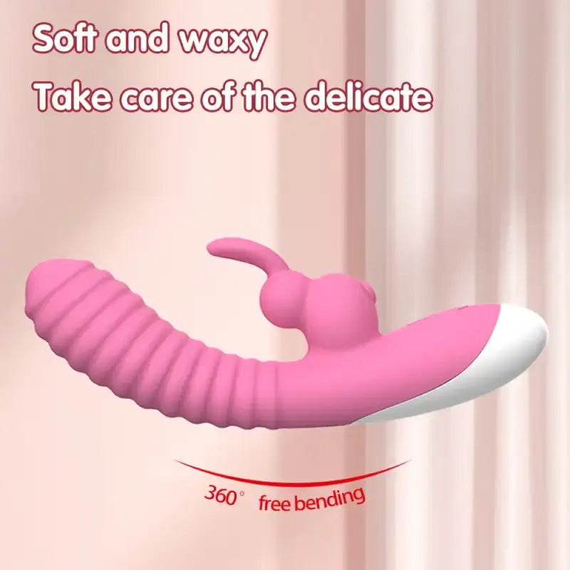 VelvetBunny Ripple Rabbit Vibrator by E-33 featuring dual G-spot and clitoral stimulation for women, with textured design and flexible massager.