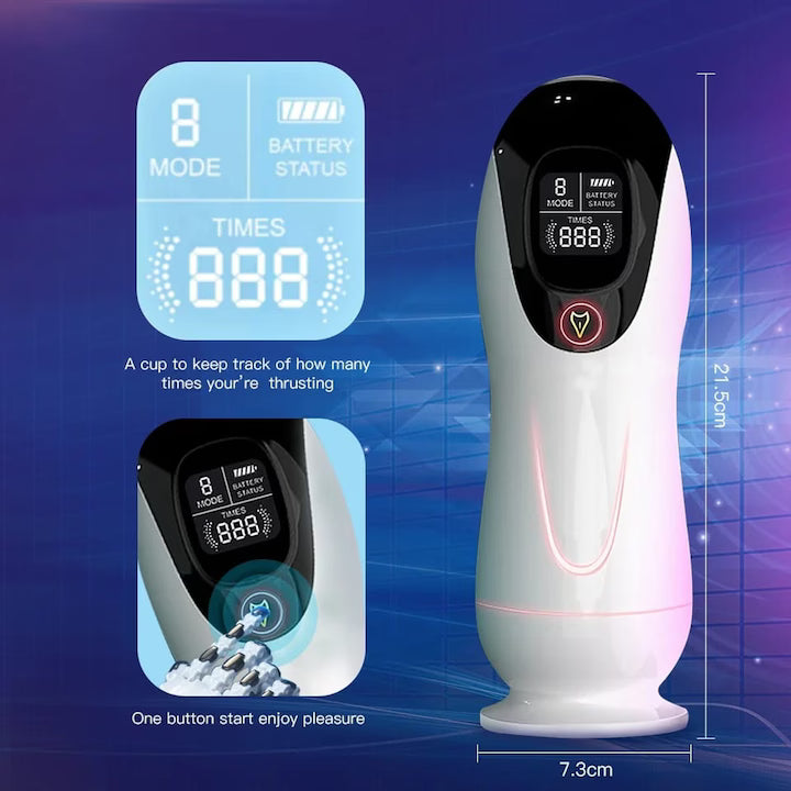 D-25 automatic masturbator "Tiefer Ozean" with sleek design and textured interior for enhanced pleasure.