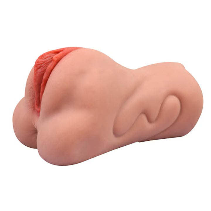 VelvetPeach DualHole Masturbator by A-56 showing soft velvet texture and dual openings for realistic stimulation.