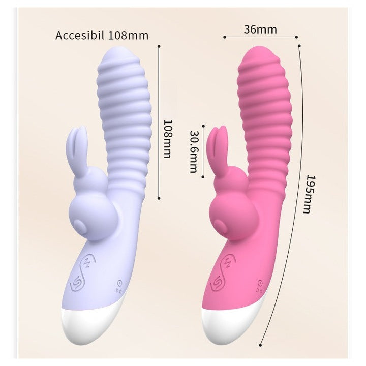 VelvetBunny Ripple Rabbit Vibrator by E-33, showing its smooth velvet surface and ergonomic shape for pleasure.