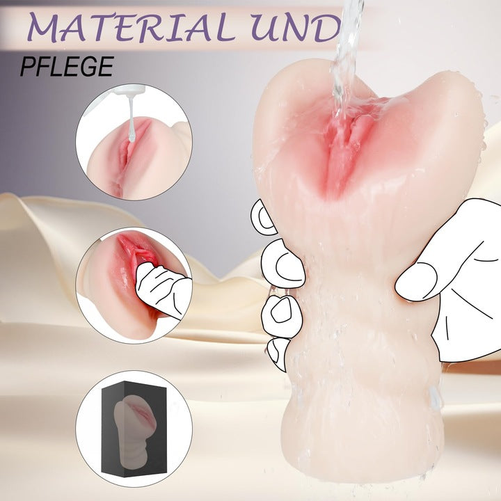 VelvetPeach DualHole Masturbator by B-22 featuring realistic vagina and anal openings for intimate pleasure.