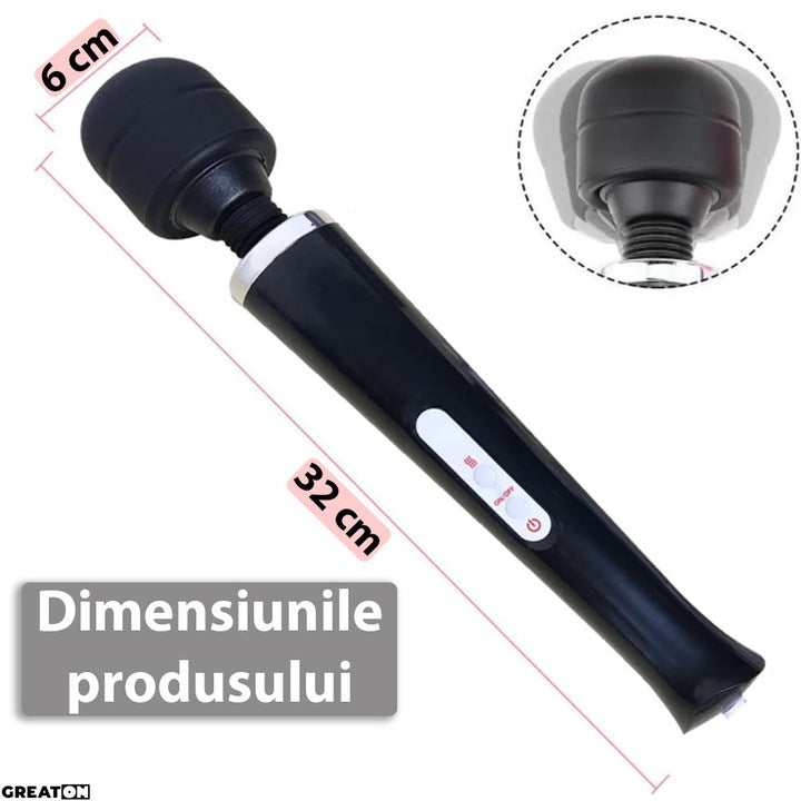 D-38 Wand-Pro wand-massager with interchangeable head, compact design for targeted relaxation and muscle relief.