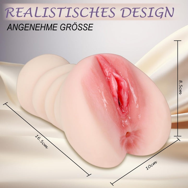 VelvetPeach DualHole Masturbator by B-22 featuring realistic vagina and anal openings for immersive pleasure.