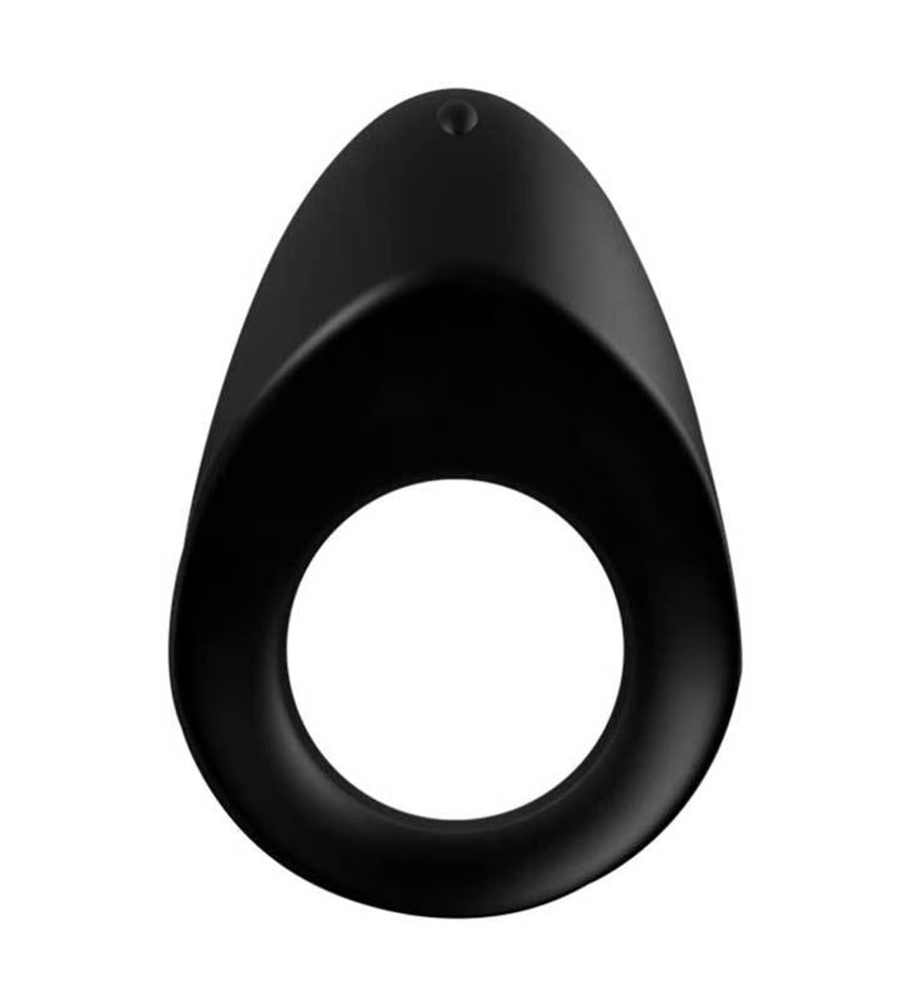 A black silicone drop-shaped vibrating penis ring from We-Vibe Verge Style Drop Ring Vibrator by A-43, with textured design.