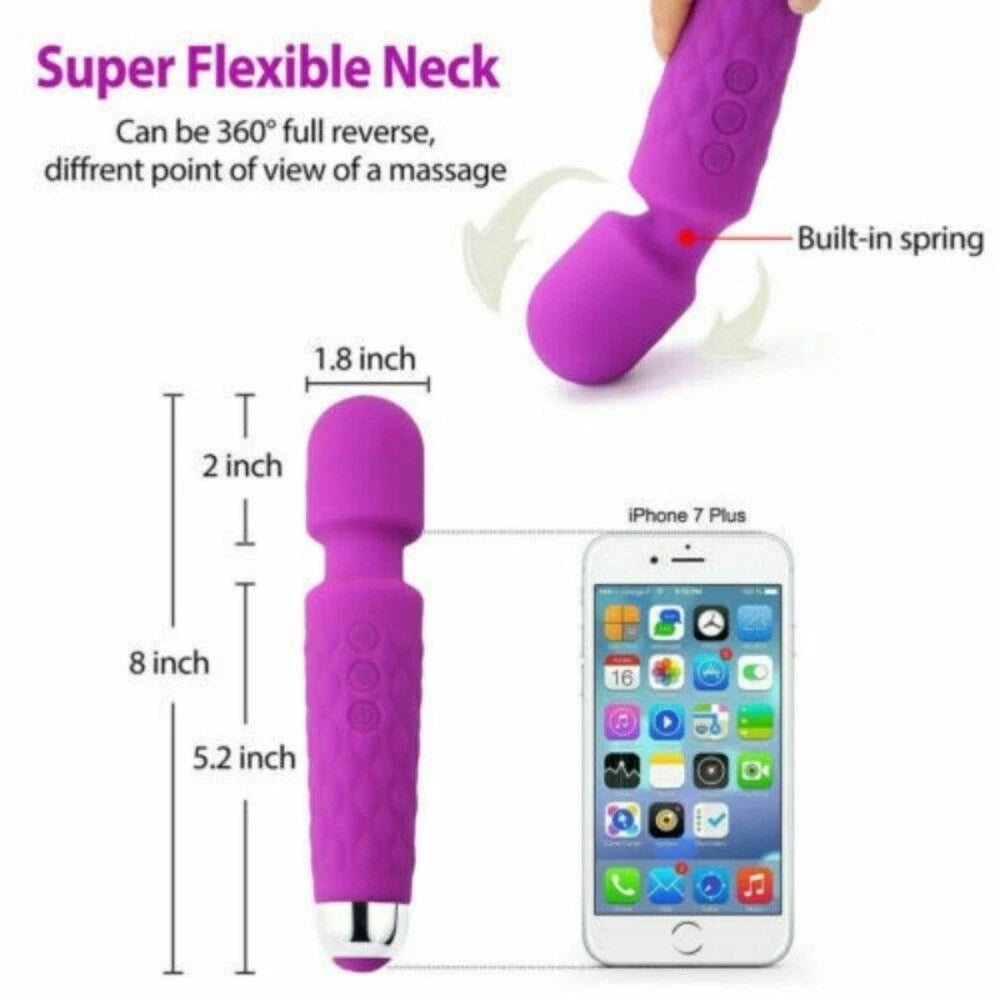 E-32 PALOQUETH Mini Wand Vibrator with flexible neck, compact handheld sex toy for personal pleasure, pink color, smooth surface