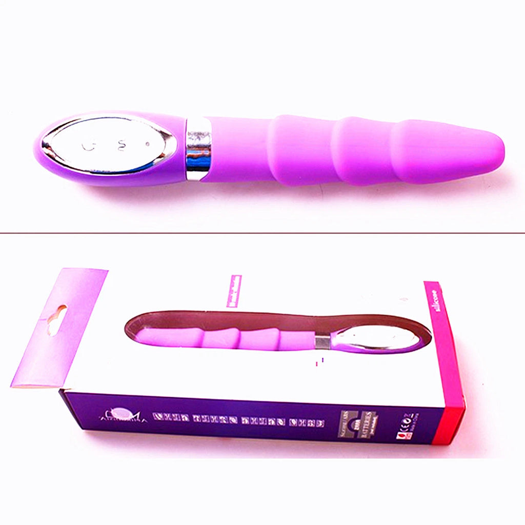 VelvetRipple Wavy Silicone Vibrator by D-36 with textured, wavy surface for enhanced sensation, shown in a sleek black design.