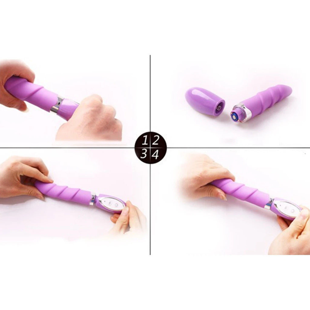 VelvetRipple Wavy Silicone Vibrator by D-36, featuring a smooth, wavy design and compact size for versatile pleasure use.