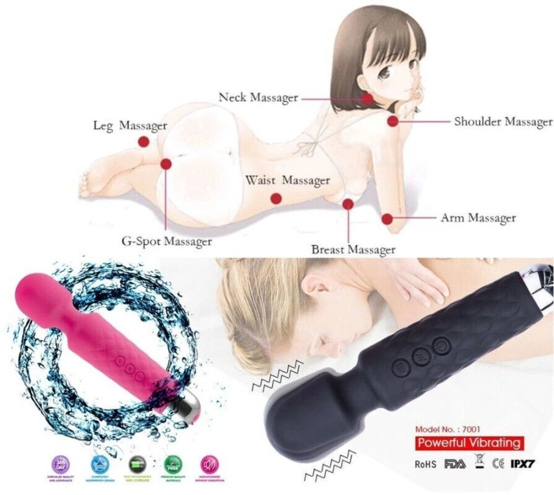 E-32 PALOQUETH Mini Wand Vibrator with flexible neck, compact personal massager for targeted stimulation, black color.