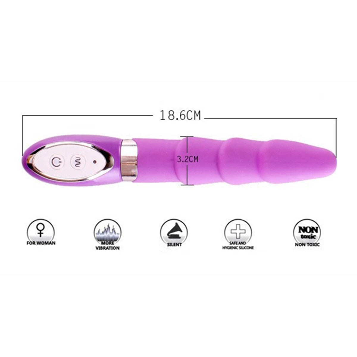 D-36 VelvetRipple wavy silicone vibrator with textured surface and ergonomic design for pleasurable stimulation.