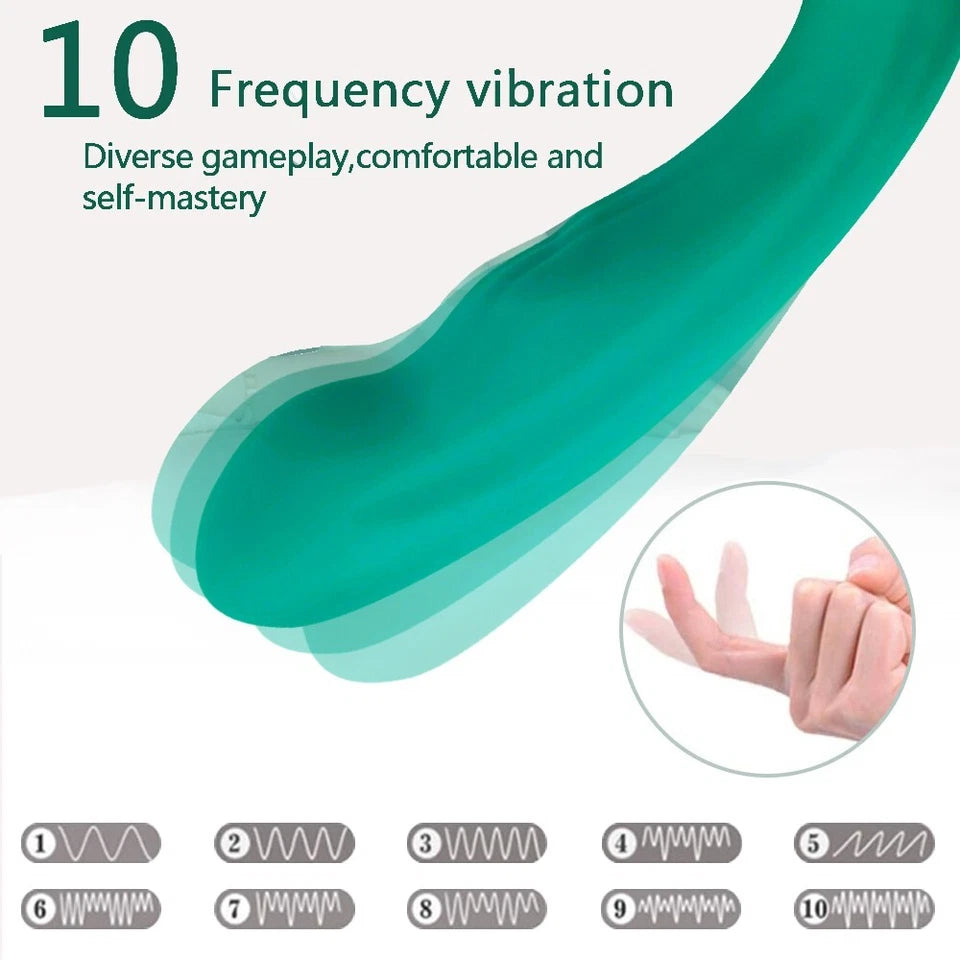 E-53 Green Tongue Slapper G-Spot vibrator with clitoral and kiss functions, featuring realistic design and vibrant green color.