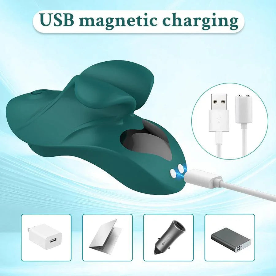 Soft silicone Mini-Vibrator "Schmetterlingsblätter" by E-26, featuring a delicate butterfly leaf design for intimate pleasure.