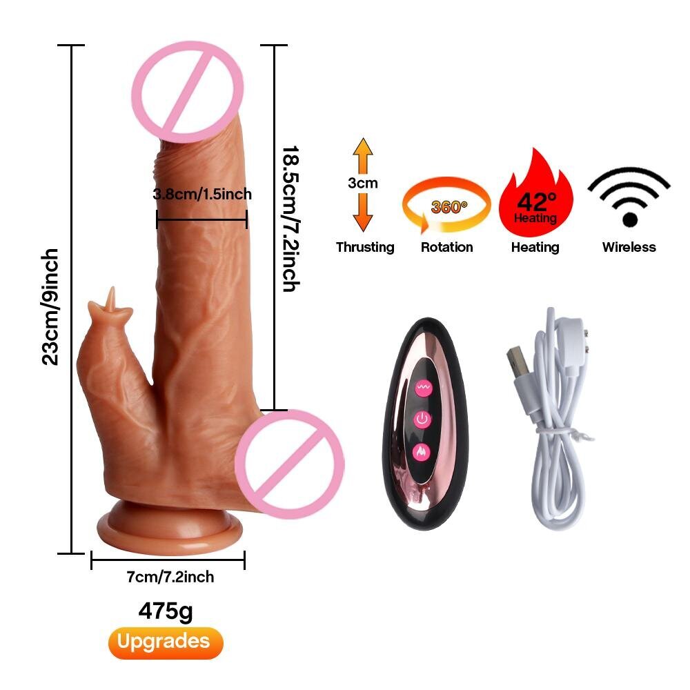 Realistischer C-35 Fairy Kiss Thrusting Dildo mit Rotation, Erwärmung und Teleskopfunktion für intensives Erlebnis