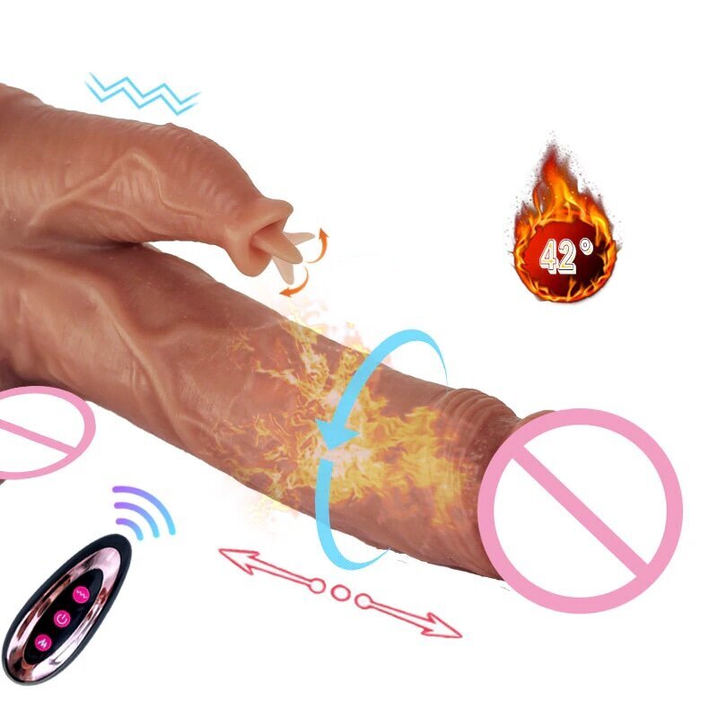Realistischer C-35 Fairy Kiss Thrusting Dildo mit Rotation, Erwärmung und teleskopischem Design auf einem weißen Hintergrund.