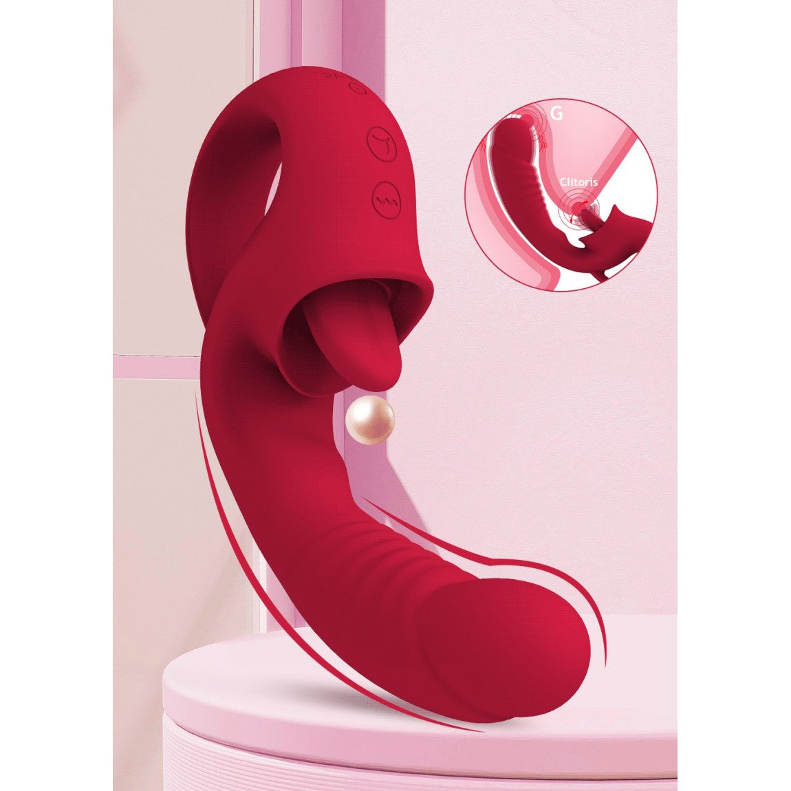 D-32 Ecstasy Tongue Teaser, a playful silicone tongue toy with textured surface, shown on a neutral background.
