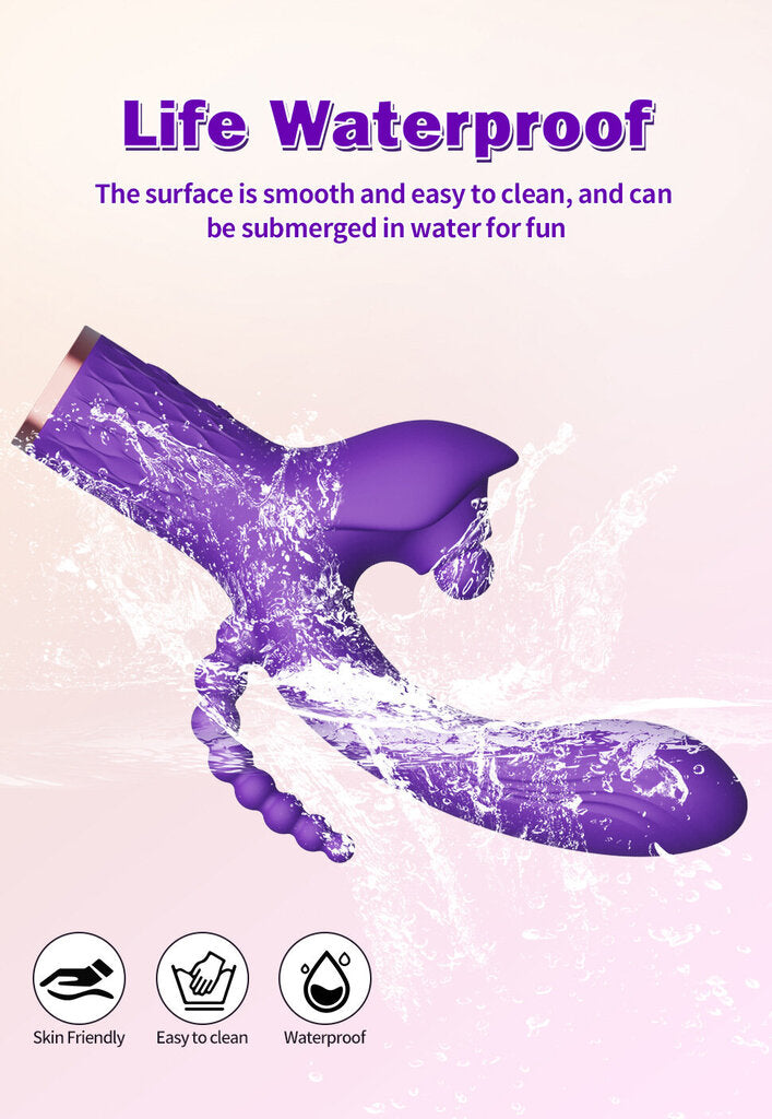 Blue Lotus Lilla Triple Tease Vibrator by A-35, featuring a sleek design with multiple stimulation points.