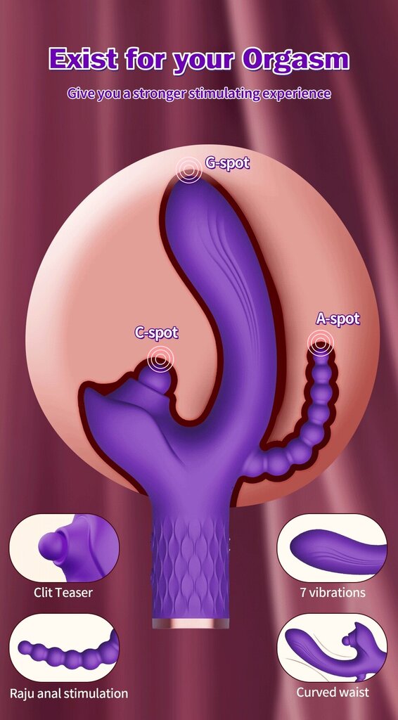 Blue Lotus Triple Tease Vibrator by A-35, showing its sleek design and textured surface for enhanced pleasure.